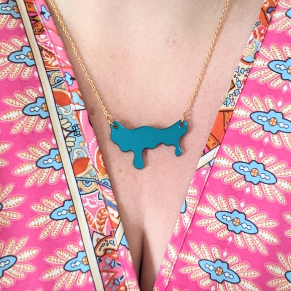 Mirror Drip Necklace + Matching Studs | Hypoallergenic - Picture 10 of 17